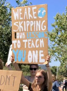 Young person at climate strike.